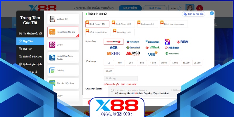 Nạp Tiền X88 - Chuẩn Xác Và An Toàn Thực Hiện 247 Thanh toán đa dạng nên cực linh hoạt